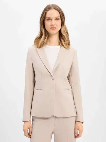 Żakiet o kroju slim fit z kołnierzem z połami i z patką More & More beżowa