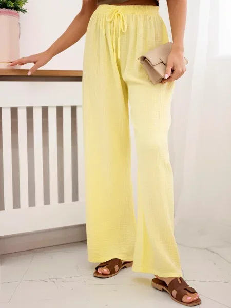 Pantaloni Kesi Włoski din muselină galben
