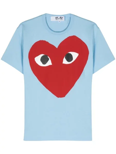 Tricou Comme Des Garcons Play cu imagine cu motiv cu inimi albastru