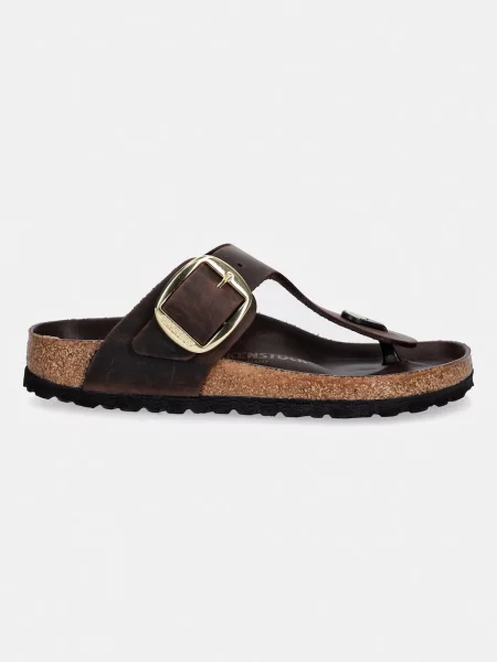 Birkenstock japonke usnjene Gizeh Big Buckle Oiled Leather rjava