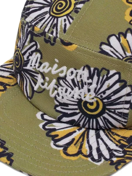 Șapcă Maison Kitsune cu model floral verde