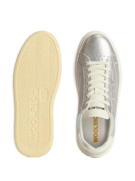 Sneakerși Woolrich din piele cu platformă argintiu