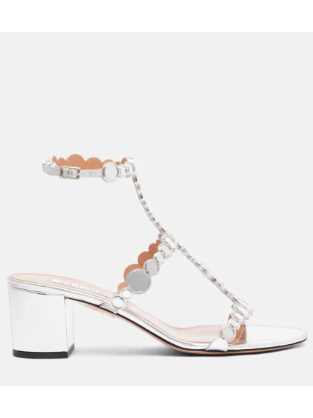 Sandale Aquazzura din piele argintiu