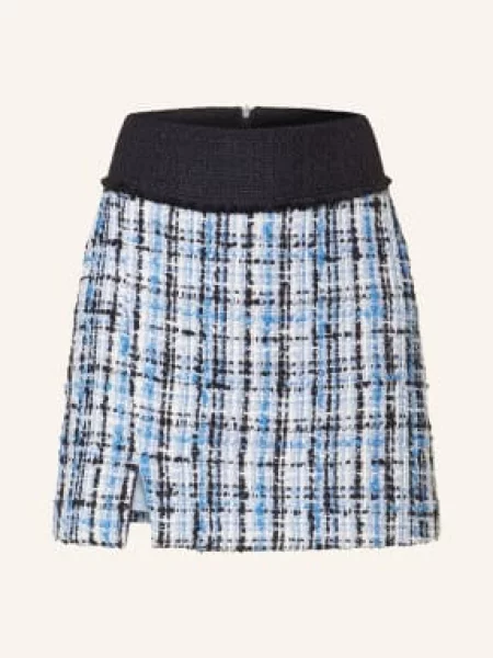 Spódnica mini z efektem bouclé model ‘Vosola’ Boss niebieska