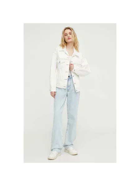 Levi's kurtka jeansowa niebieski przejściowa oversize biała