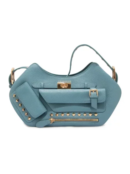 Torebka skórzana La Carrie skórzana niebieska