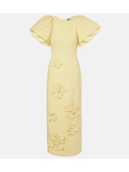 Rochie maxi Leo Lin cu model floral de costum galben