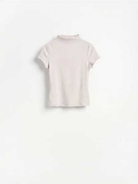 Reserved Tricou cu guler perkins bej
