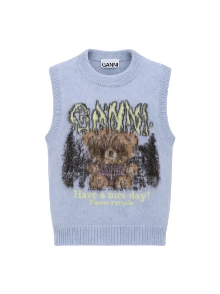 Sweter Ganni wełniany niebieski