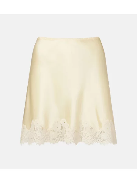 Fustă de dantelă Dôen de mătase galben