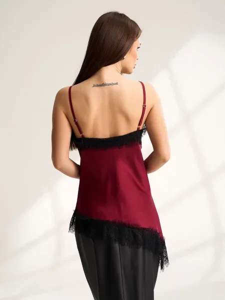 Топ ISSA Plus шовк бордовий