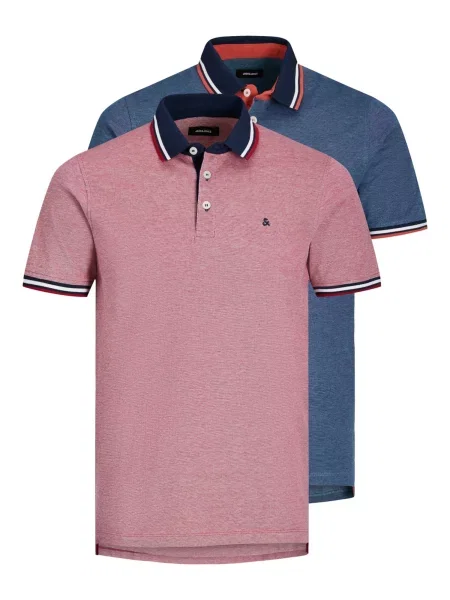 JACK & JONES Tricou JJEPaulos albastru închis / roșu deschis / negru alb