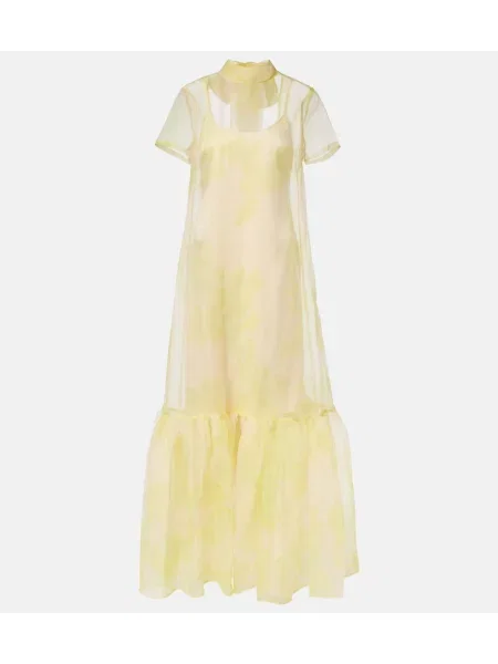 Sukienka maxi Staud z organzy garniturowa żółta