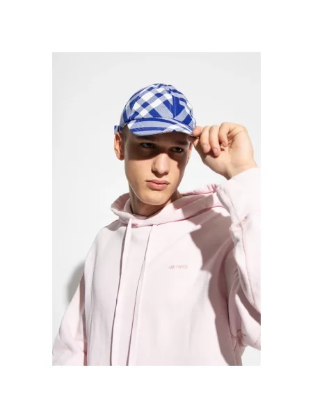 Czapka z daszkiem Burberry w kratę niebieska