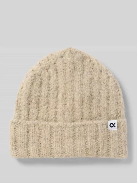 Czapka beanie z detalem z logo model ‘Acotta’ Opus beżowa