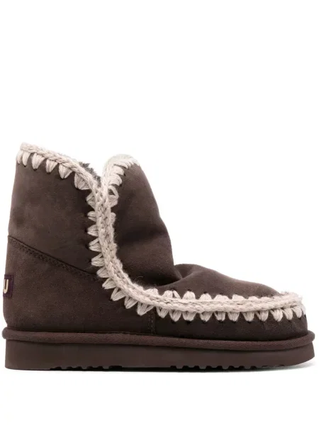 Botine Mou din piele slip-on chunky maro