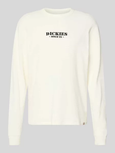Bluzka z długim rękawem wyhaftowanym logo i okrągłym dekoltem Dickies biała