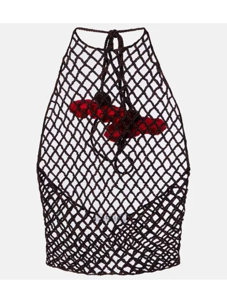 Top Alaïa tricotate cu gât halter maro