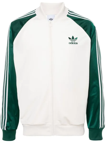 Pruhované kalhoty Adidas s výšivkou se síťovinou červené