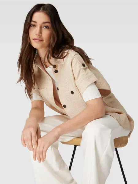 Mos Mosh koszula relaxed z kołnierzykiem klasycznym beżowy