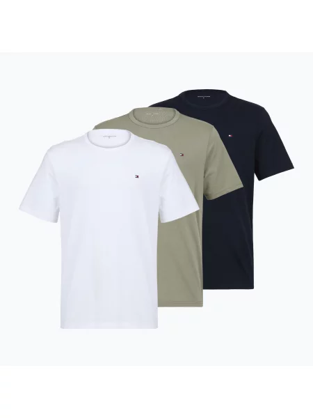 Tricou pentru bărbați Tommy Hilfiger Cotton Short 3 pack navy blue/utility sage/white alb