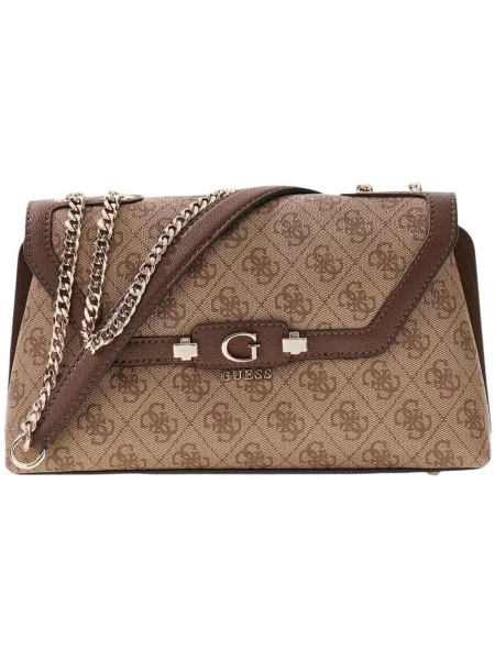 Geanta crossbody Guess cu autograf din piele bej