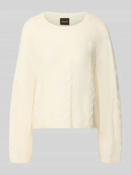 Sweter w kroju regular fit z czystej bawełny model C_Fypera' Boss Orange biały