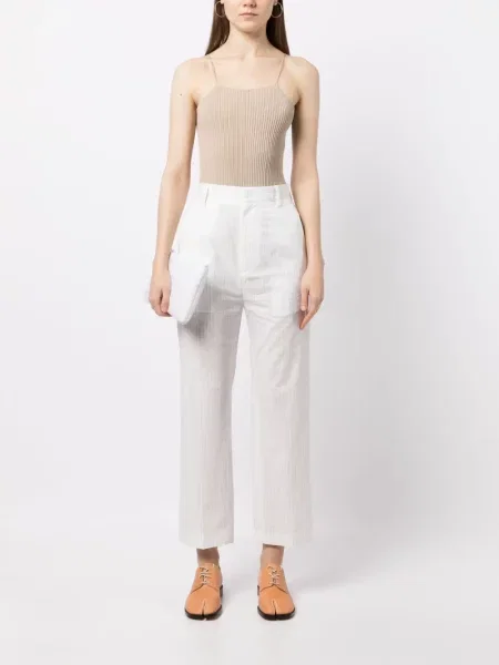 Dryžuotos kelnės Mm6 Maison Margiela apkarpytas balta