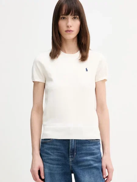 Polo Ralph Lauren pulover cu mânecă scurtă damski cu bej