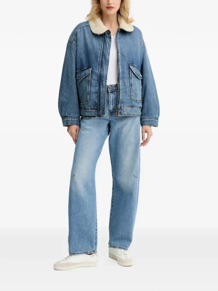 Pakowny kowbojska kurtka puchowa Levi's flanelowa niebieska