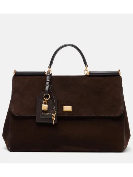 Geantă shopper Dolce&gabbana din piele de căprioară maro