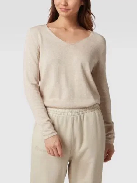 Sweter z mieszanki bawełny i Tom Tailor beżowy