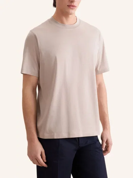 Seidensticker T-Shirt O Kroju Regular Fit beige beżowa