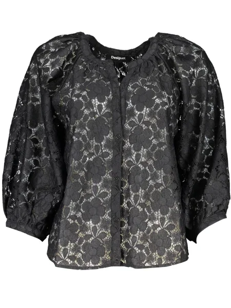 Cămașă Desigual cu mâneci lungi lungă negru