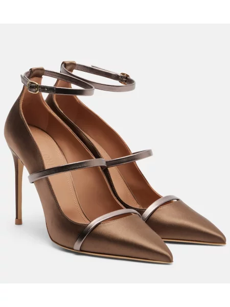 Pantofi cu toc Malone Souliers din satin maro
