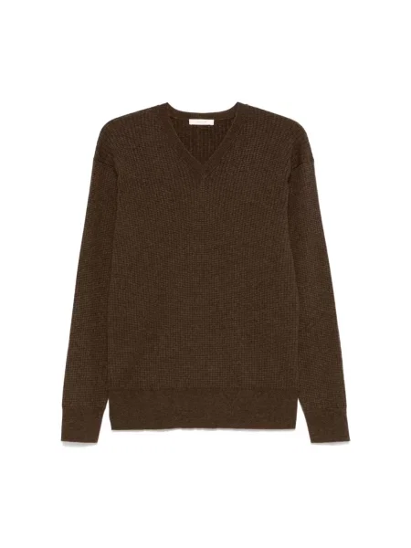 Sweter The Row z dekoltem w serek brązowy