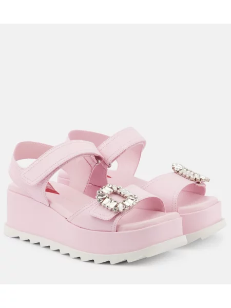 Sandale Roger Vivier din piele cu platformă roz