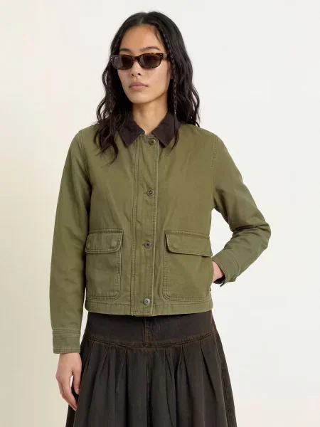 Levi's® Svrchní Košile Bree Cropped Chore olivová / tmavě hnědá