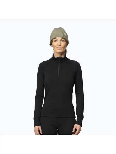 Bluză termoactivă pentru femei Devold Duo Active Merino Zip Neck black negru