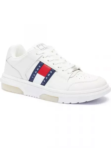 Tommy Jeans De piele sneakers THE BROOKLYN ESS alb