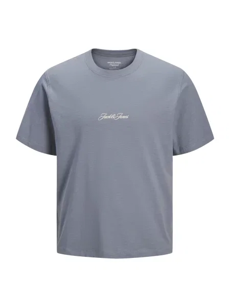 Jack & Jones Plus Majica JORCASSIS kremna / golobje modra črna