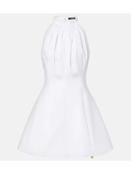 Rochie Balmain cu volane din poplin alb