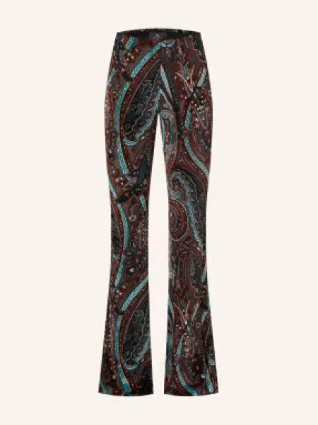 Etro Sametové Bootcut Kalhoty S Rozšiřujícími Se Nohavicemi tmavě červená / tmavě / tyrkysová šedá