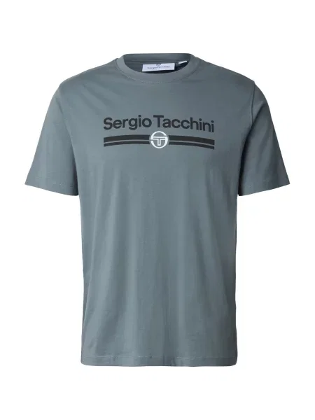 Sergio Tacchini Tricou Marchio gri bazalt / negru alb