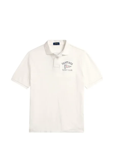 Matlasat tricou polo Polo Ralph Lauren cu decolteu rotund cu autograf roșu