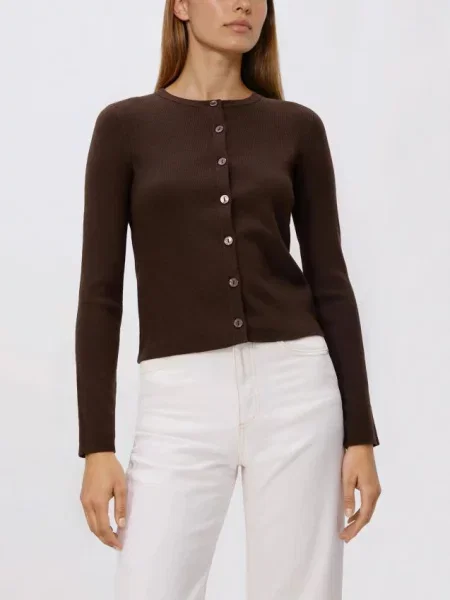 Reserved Кардиган з додаванням модалу темно коричневий