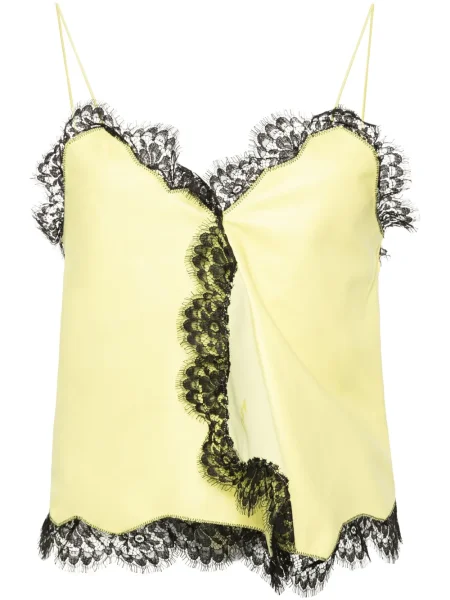 Top din dantelă Off-white din piele alb