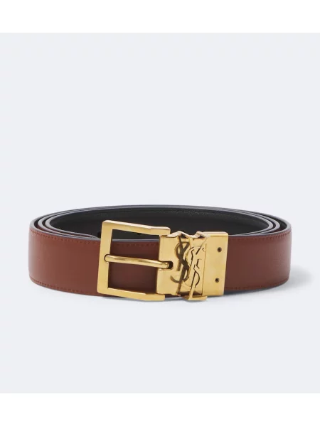 Cu centură reversibil curea Saint Laurent din piele negru