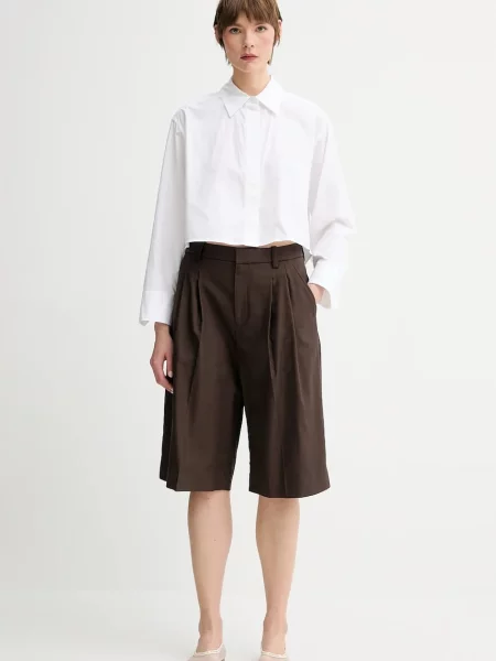 A.L.C. szorty Charlie gładkie high waist brązowy