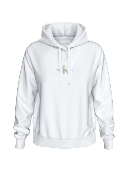 Bluza z kapturem Calvin Klein Jeans z kapturem biała